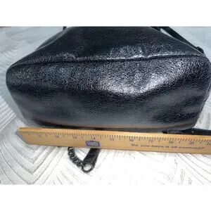 Victoria’s Secret Bundle Shiny Black Backpack NWOT & Beige Perforated Wristlet Victoria main image 2